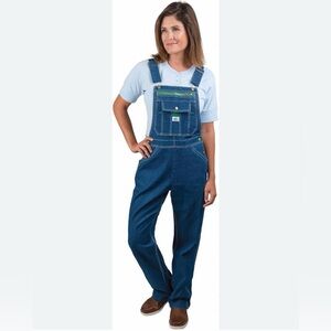 VTG Lady Liberty Denim Bib Overalls Size 12. Inseam 27in